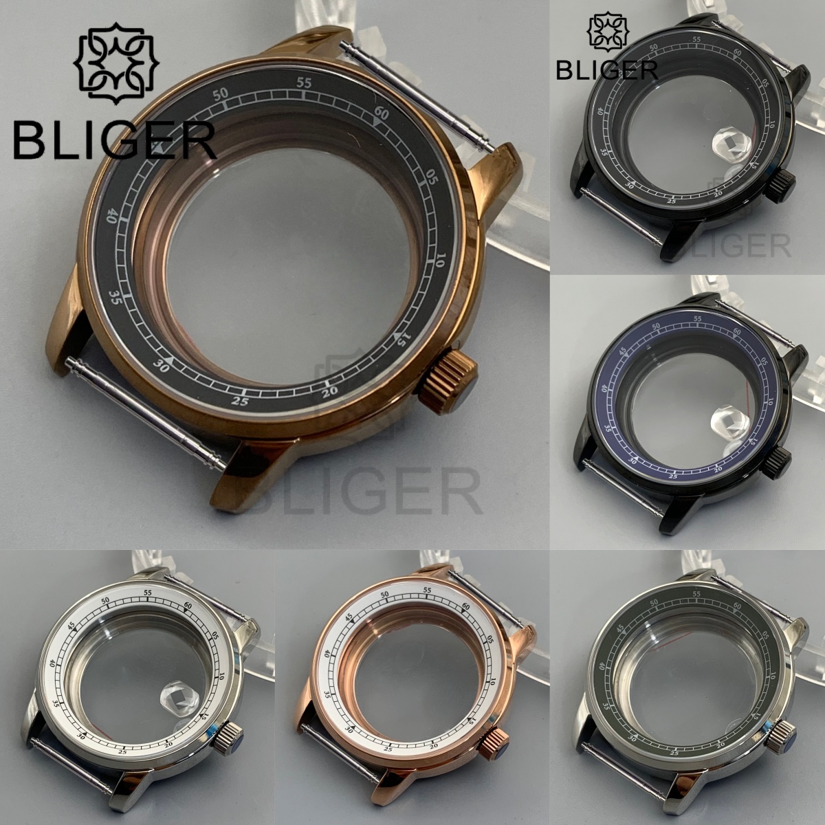 Bronze Case Watch - BLIGER 38mm Bronze-Messing-Taucheruhrgehäuse mit Skalenring für
