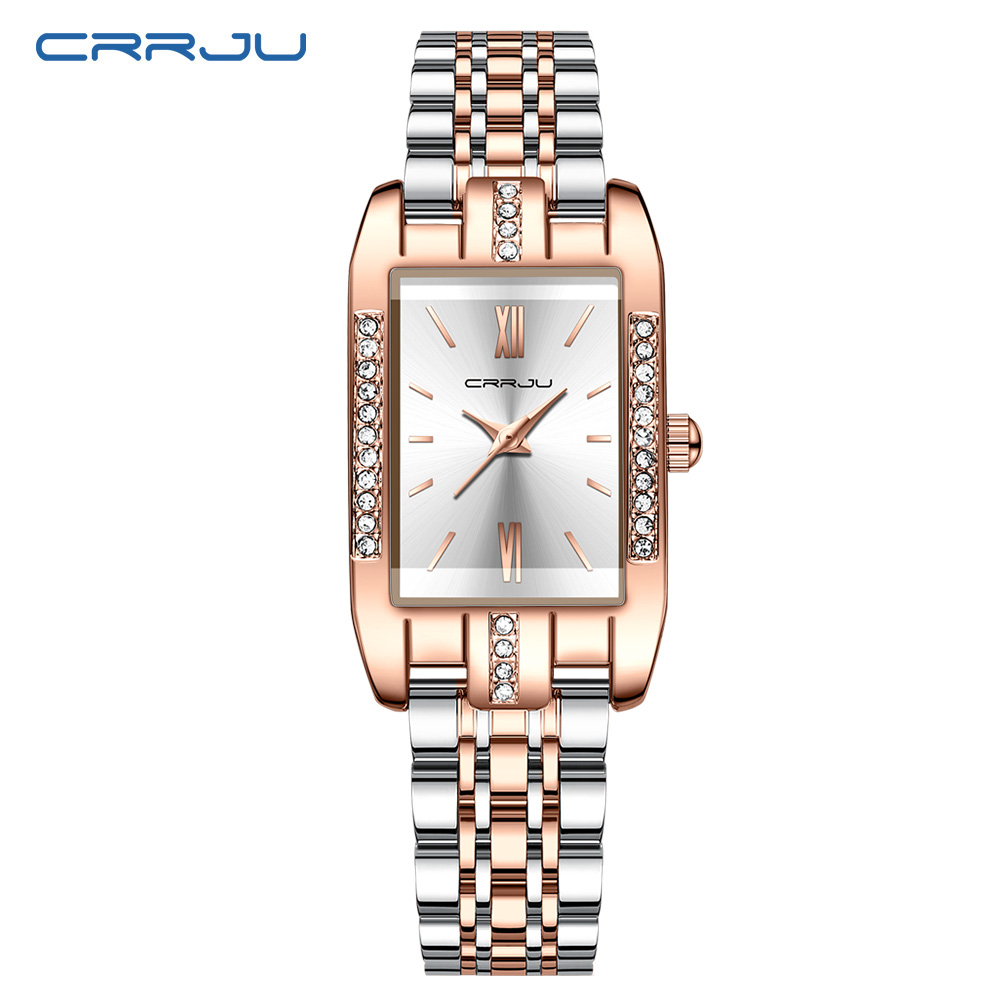 Ladies Luxury Watch - CRRJU Luxus Quadratische Uhr für Frau